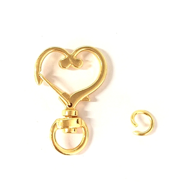 

PandaHall Heart Alloy Swivel Clasps, Lanyard Push Gate Snap Clasps, Golden, 3.5x2.4x0.6cm, Hole: 9x5mm Alloy