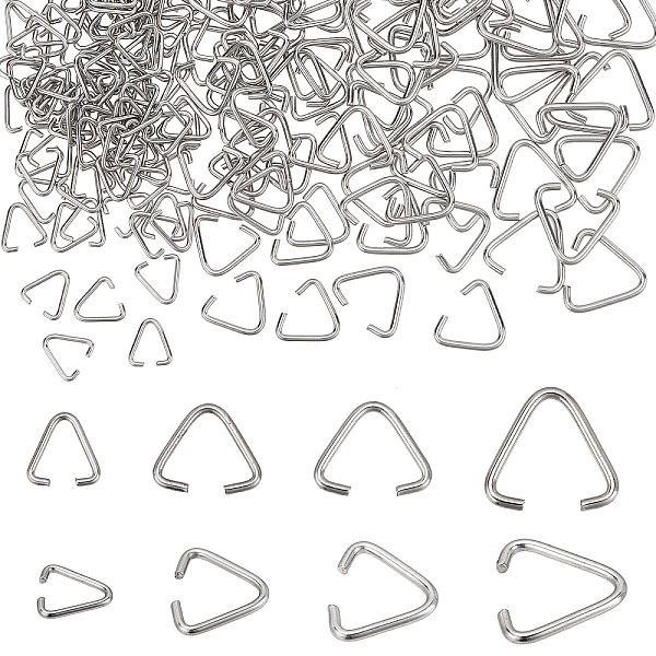 

PandaHall 560pcs Open Jump Rings Bails 4 Sizes Triangle Open Jump Rings Silver Pinch Bails Hanger Connectors Pendant Buckle for Christmas...
