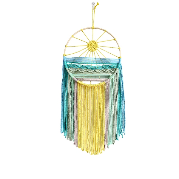 

PandaHall Sunset Cotton Macrame Wall Hanging, Handmade Woven Tassel for Home Bedroom Nursery Decoration, Turquoise, 750x300mm Cotton Round..., Green