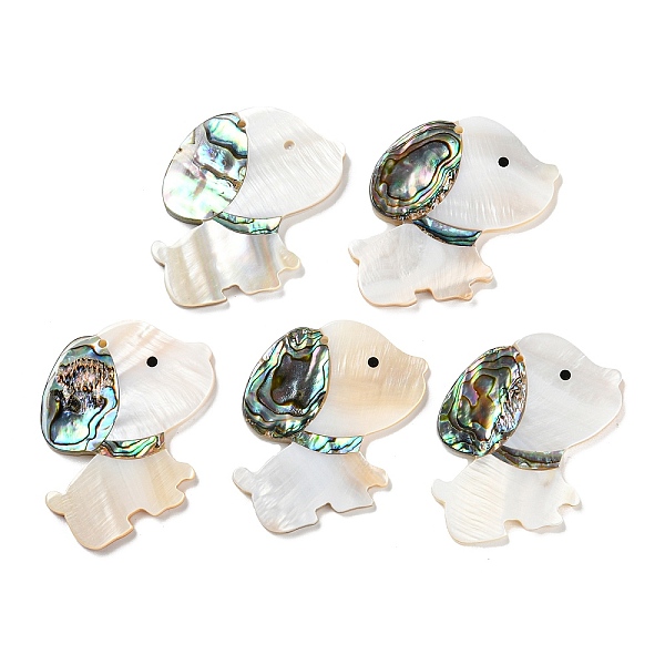 

PandaHall Natural Freshwater Shell & Paua Shell & Natural White Shell Pendants, Dog Charms, Seashell Color, 44x49x4.5mm, Hole: 1.6mm Mixed...