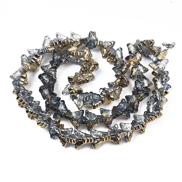 

PandaHall Electroplate Glass Beads Strand, Half Plated, Butterfly, Golden Plated, 7~8x14~15x5mm, Hole: 0.8mm, about 100pcs/strand, 22.05...