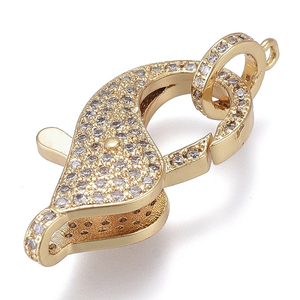 

PandaHall rass Micro Pave Cubic Zirconia Lobster Claw Clasps, with Bail Beads/Tube Bails, Long-Lasting Plated, Clear, Real 18K Gold Plated...