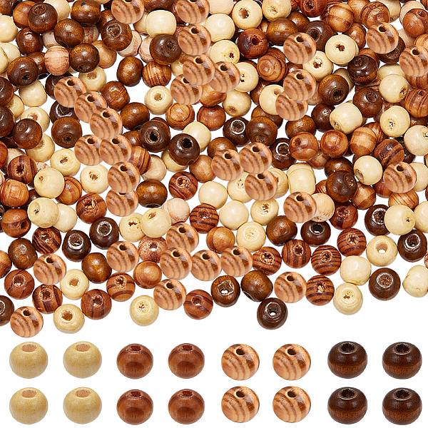 

PandaHall GORGECRAFT 400Pcs 4 Colors Natural Wooden Beads Unfinished Wood Beads 8mm Diameter 2~3mm Hole Round Spacer Beads Balls for DIY..., Multicolor