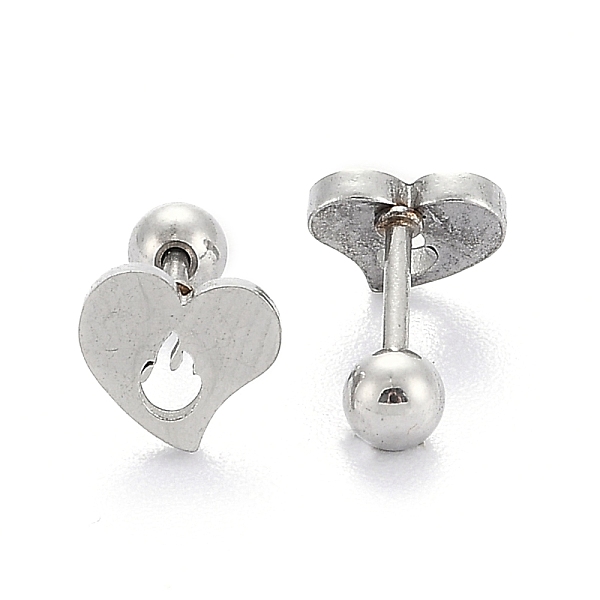 

PandaHall 201 Stainless Steel Barbell Cartilage Earrings, Screw Back Earrings, with 304 Stainless Steel Pins, Heart, Stainless Steel Color...