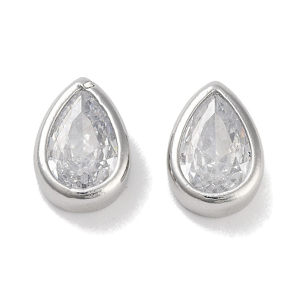 

PandaHall Brass Cubic Zirconia Beads, Teardrop, Platinum, Clear, 11x8x4mm, Hole: 2.5x1.2mm Brass+Cubic Zirconia Teardrop Clear