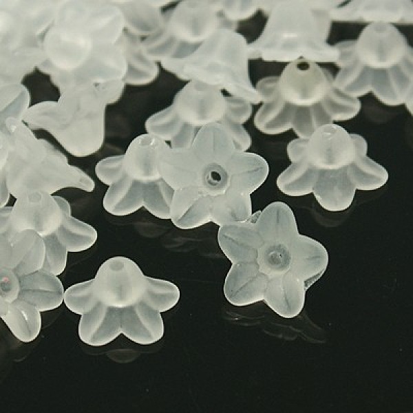 

PandaHall Transparent Frosted Acrylic Flower Beads, for Name Bracelets & Jewelry Making, White, about 10mm in diameter, 5mm thick, hole..., Clear