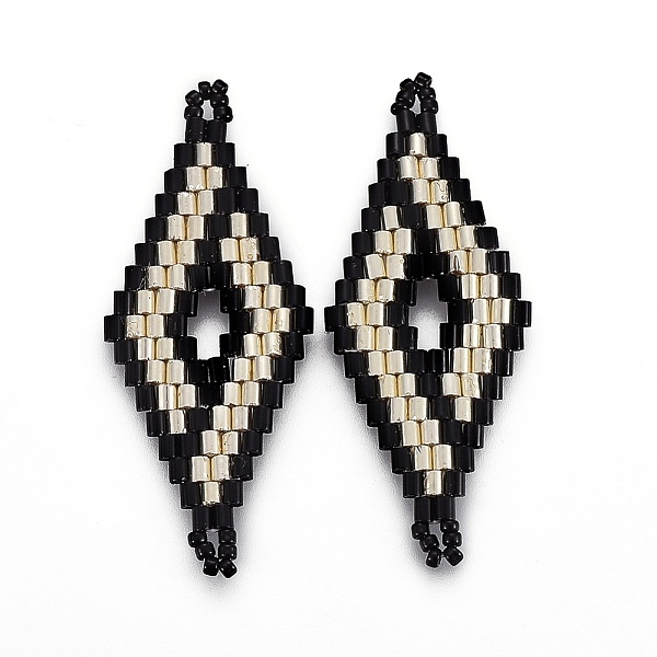 

PandaHall MIYUKI & TOHO Handmade Japanese Seed Beads Links, Loom Pattern, Rhombus, Lemon Chiffon, 40.7~42x16.4~17x1.7~1.9mm, Hole: 1.2~1.4mm..., Yellow