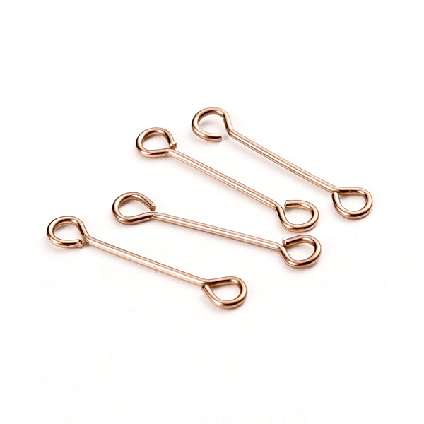

PandaHall Ion Plating(IP) 304 Stainless Steel Eye Pins, Double Sided Eye Pins, Rose Gold, 16x0.6mm, Hole: 1mm 304 Stainless Steel