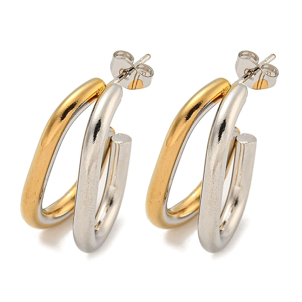 

PandaHall Vacuum Plating 202 Stainless Steel Hoop Earring, with 304 Stainless Steel Pins, Letter U, Golden & Stainless Steel Color...