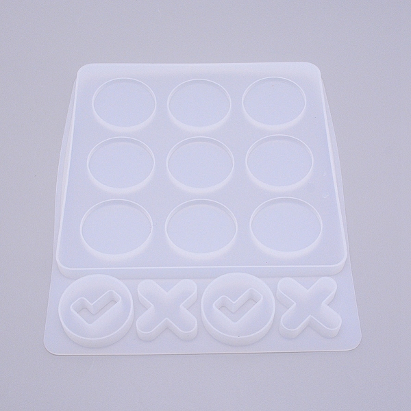 PandaHall Tic Tac Toe Board Game Silicone Molds, XO Fun Family Games Silicone Epoxy Resin Casting, for DIY Kids Adult Table Game, White...