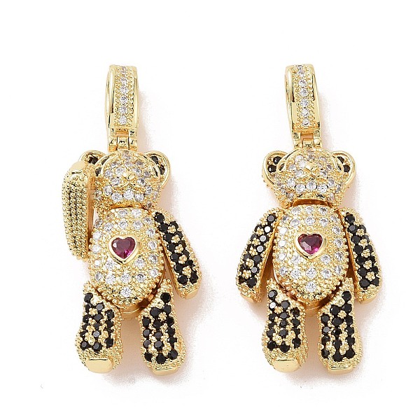 

PandaHall Brass Micro Pave Cubic Zirconia Pendants, Mechanical Charm, Bear Charm, Real 18K Gold Plated, 32x28x9mm, Hole: 3.5x6mm Brass+Cubic...
