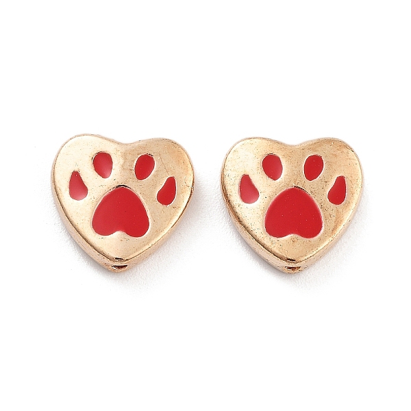 

PandaHall Alloy Enamel Beads, Heart with Paw Print Pattern, Golden, FireBrick, 11x11.5x3mm, Hole: 1mm Alloy+Enamel Heart Red