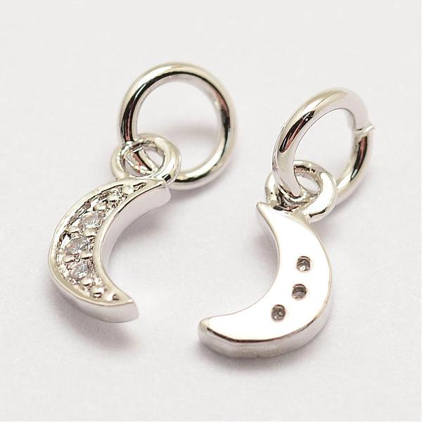 

PandaHall Brass Micro Pave Grade AAA Cubic Zirconia Charms, Long-Lasting Plated, Moon, Cadmium Free & Nickel Free & Lead Free, Real Platinum...