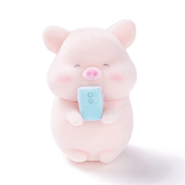 PandaHall Flocky Resin Miniature Pig Figurines, Play Cell Phone Style Piggy Animals Ornament, for Home Desk Garden Bonsai Landscape...