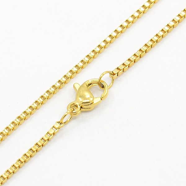 

PandaHall Unisex 304 Stainless Steel Box Chain Necklaces, with Lobster Claw Clasps, Golden, 17.7 inch(45cm) 304 Stainless Steel