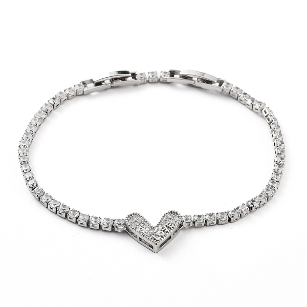 

PandaHall Platinum Brass Link Bracelet, with Cubic Zirconia Tennis Chains, Long-Lasting Plated, Heart, 7-7/8 inch(19.9cm) Cubic Zirconia...