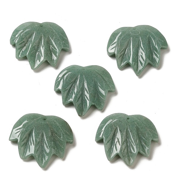 

PandaHall Natural Green Aventurine Carved Pendants, Leaf Charms, 43~44x49~50x7~7.5mm, Hole: 1.4mm Green Aventurine Leaf