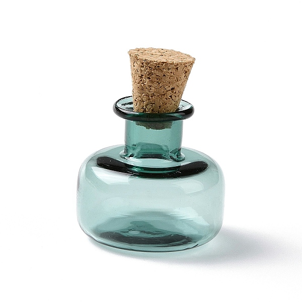 

PandaHall Miniature Glass Bottles, with Cork Stoppers, Empty Wishing Bottles, for Dollhouse Accessories, Jewelry Making, Teal, 23x20mm Glass..., Cyan