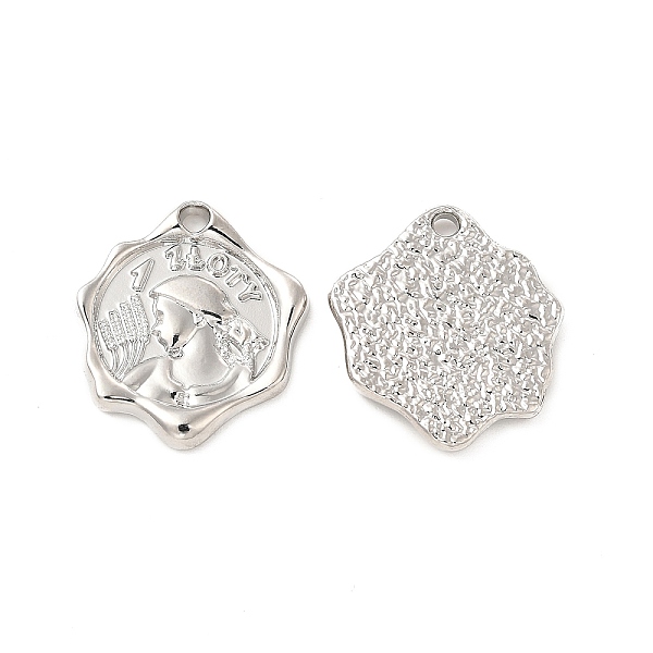 

PandaHall Rack Plating Alloy Pendants, Cadmium Free & Lead Free, Flower Charms with Man pattern, Platinum, 20x18x2.5mm, Hole: 1.8mm Alloy...