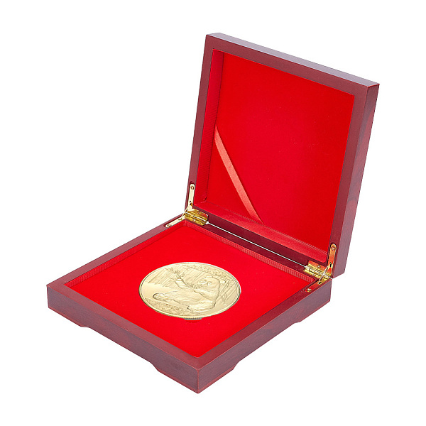 

PandaHall Square Wood Commemorative Coin Storage Box with Hinged Lid and Metal Latch, Wooden Coin Display Case with Velvet Inside, Dark Red...