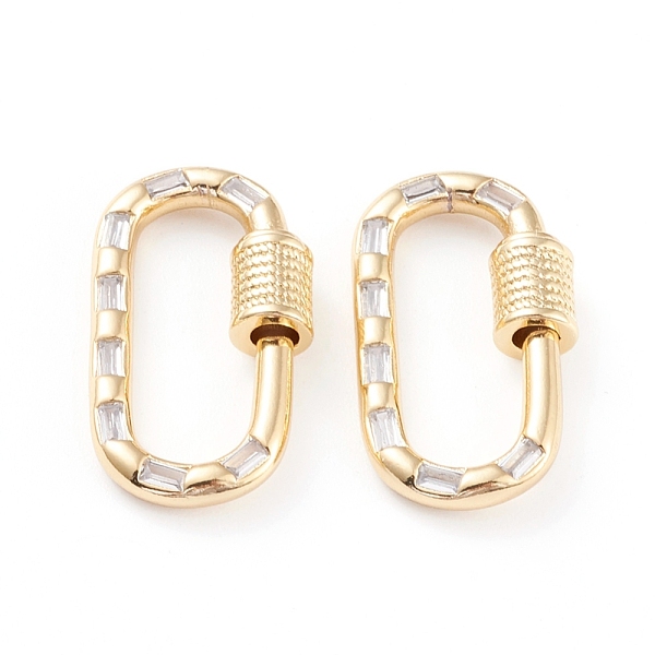 

PandaHall Brass Micro Pave Cubic Zirconia Screw Carabiner Lock Charms, for Necklaces Making, Long-Lasting Plated, Oval, Real 18K Gold Plated..., Clear
