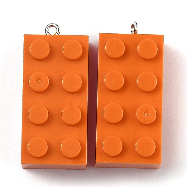 

PandaHall Opaque Acrylic Pendants, with Platinum Iron Loop, Long Rectangle Building Block Charms, Orange, 36x16x11.5mm, Hole: 1.5mm...