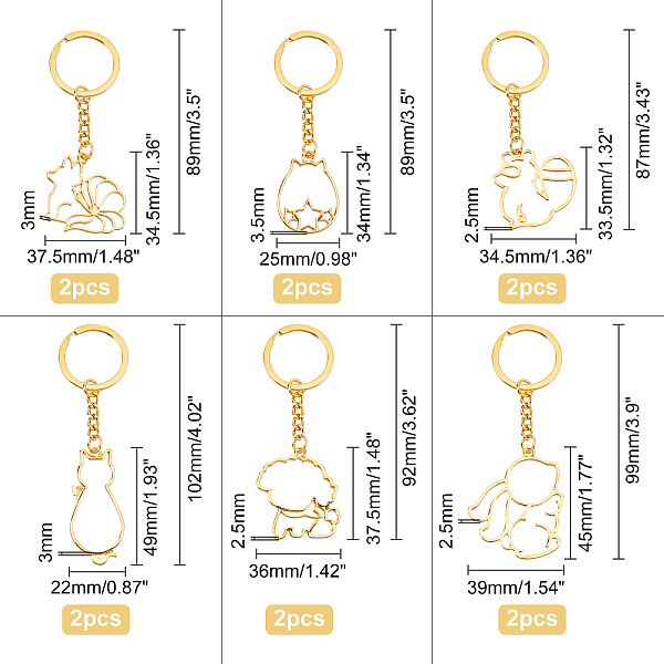 

PandaHall OLYCRAFT 12Pcs Animal Open Bezel Charms with Keychain 6-Style Alloy Frame Pendants Color-Lasting Hollow Squirrel Cat Resin Frames...