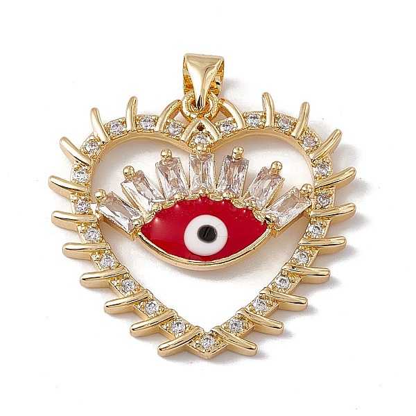 

PandaHall Brass Micro Pave Clear Cubic Zirconia Enamel Pendants, Cadmium Free & Nickel Free & Lead Free, Rack Plating, Heart with Eye...
