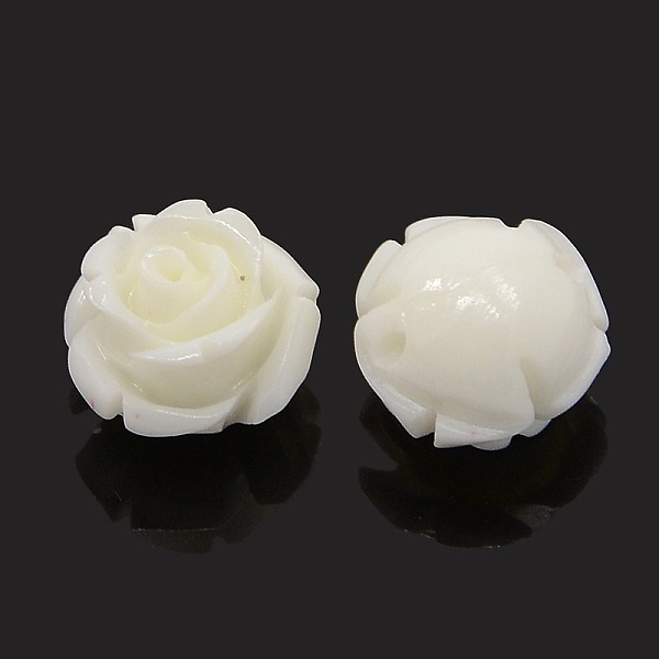 

PandaHall Synthetic Coral 3D Flower Rose Beads, Dyed, White, 14~15x9mm, Hole: 1.5mm Synthetic Coral Flower White
