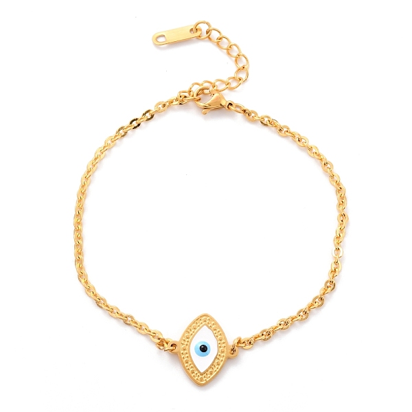 

PandaHall 304 Stainless Steel Evil Eye Link Bracelets, with Enamel and Lobster Claw Clasps, White, Golden, 7-1/4 inch(18.5cm) 304 Stainless...