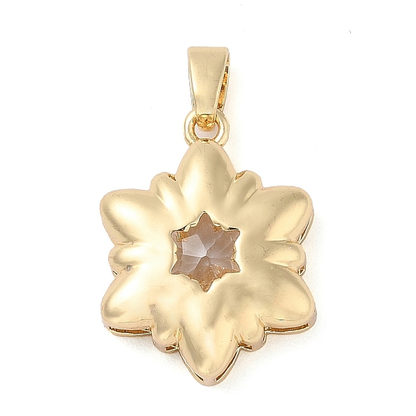 

PandaHall Rack Plating Brass Pendants, Flower Shaped Glass Charms, Long-Lasting Plated, Cadmium Free & Lead Free, Real 18K Gold Plated..., Clear