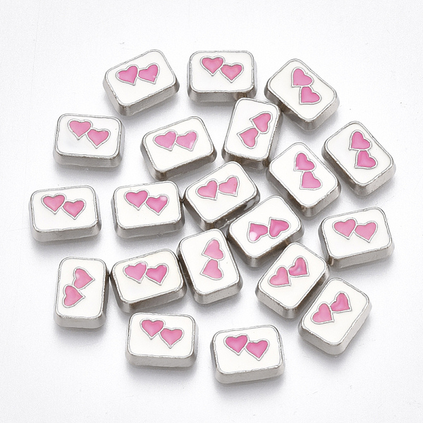 

PandaHall Alloy Enamel Cabochons, Fit Floating Locket Charms, Rectangle with Heart, Hot Pink, Platinum, 6x8x2mm Alloy Rectangle Pink