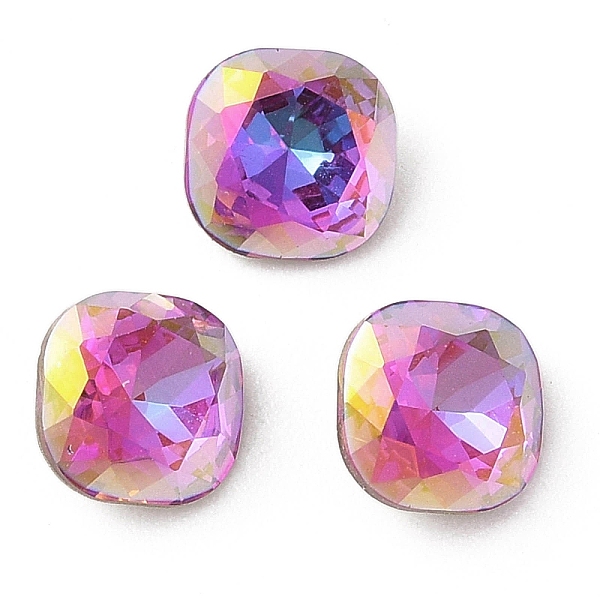 

PandaHall Glass Rhinestone Cabochons, Flat Back & Back Plated, Faceted, Square, Heliotrope, 8x8x4.3mm Glass Rhinestone Square Purple