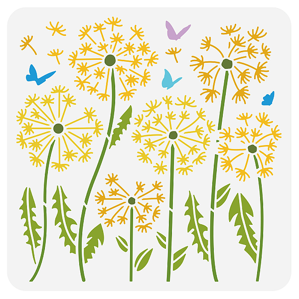 

PandaHall BENECREAT Dandelion Stencil 12x12" Flower Butterfly Template Reusable Plastic Stencil for Journaling and Painting on Wood Wall and...