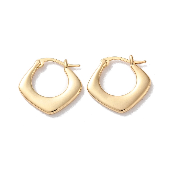 

PandaHall Rhombus Brass Hoop Earrings for Women, Real 18K Gold Plated, 18.5x2mm Brass Rhombus