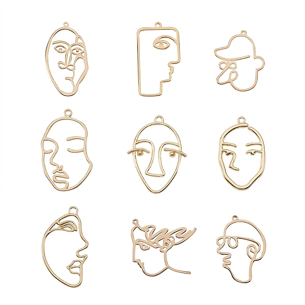 

PandaHall Alloy Pendants, Abstract Face, Golden, 20pcs/box Alloy Body