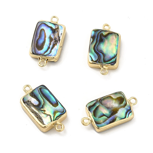 

PandaHall Natural Paua Shell Connector Charms, with Brass Double Loops, Rectangle Links, Light Gold, 24~25x12~13x3~5mm, Hole: 1.6~1.8mm Paua...