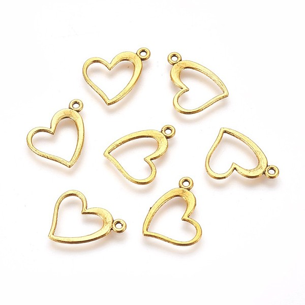 

PandaHall Tibetan Style Alloy Pendants, Cadmium Free & Lead Free, Heart, Antique Golden, 13x15x1mm, Hole: 1.5mm Alloy Heart