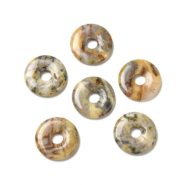 

PandaHall Natural Crazy Agate Pendants, Donut/Pi Disc Charm, 29.5x5.5mm, Hole: 8.3mm Crazy Agate Donut