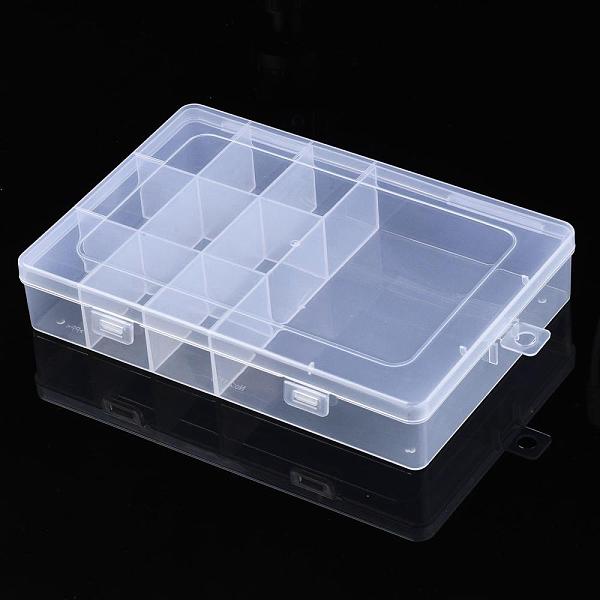 

PandaHall Polypropylene(PP) Bead Storage Container, 10 Compartment Organizer Boxes, with Hinged Lid, Rectangle, Clear, 19.5x13x3.5cm...