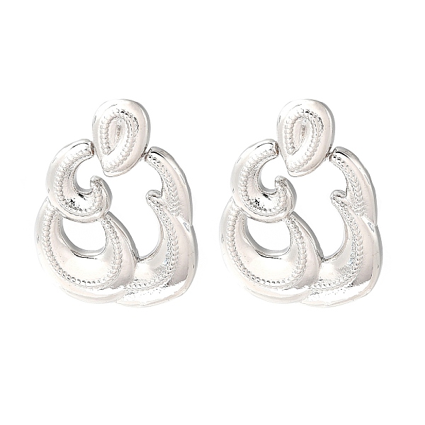 

PandaHall Rack Plating Brass Dangle Stud Earrings, Hollow Teardrop, Platinum, 32x24.5mm Brass Teardrop