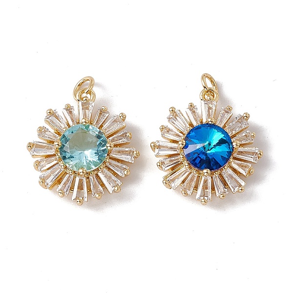 

PandaHall Brass with Cubic Zirconia Pendants, with Jump Ring, Cadmium Free & Nickel Free & Lead Free, Rack Plating, Flower, Mixed Color..., Multicolor