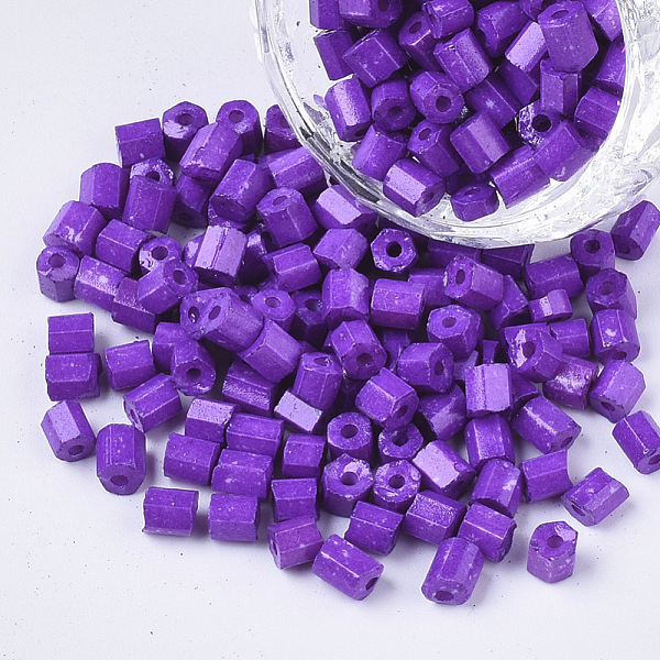

PandaHall 6/0 Two Cut Glass Seed Beads, Hexagon, Baking Paint, Blue Violet, 3.5~5x3.5~4mm, Hole: 1mm, about 4500pcs/bag Glass Purple