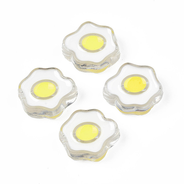 

PandaHall Transparent Acrylic Beads, with Enamel, Poached Egg, WhiteSmoke, 22x25x9mm, Hole: 3mm Acrylic Egg White