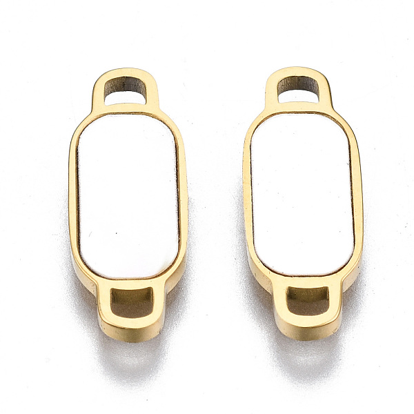 

PandaHall 304 Stainless Steel Links Connectors, with Shell, Rectangle, Seashell Color, Real 14K Gold Plated, 16.5x6x1.5mm, Hole: 1.5x1.5mm...