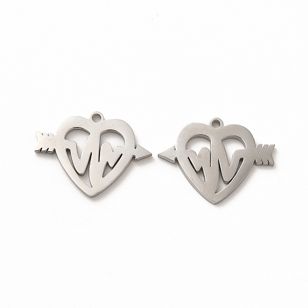

PandaHall 304 Stainless Steel Pendants, Heart with Arrow and Heartbeat, Stainless Steel Color, 15x20x1.4mm, Hole: 1.4mm 304 Stainless Steel...