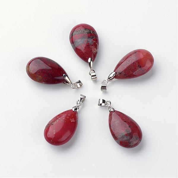 

PandaHall Natural Red Jasper Pendants, with Brass Findings, teardrop, 24~25x15~16x8~10mm, Hole: 5x4mm Red Jasper Teardrop