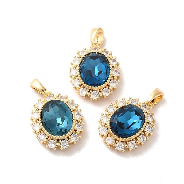 

PandaHall Brass Micro Pave Cubic Zirconia Pendants, Oval, Real 18K Gold Plated, 18x14.5x7mm, Hole: 3.6x2.2mm Brass+Cubic Zirconia Oval Blue