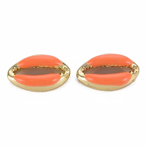 

PandaHall Alloy Enamel Beads, Cowrie Shell Shape, Light Gold, Coral, 16.5x10x4.5mm, Hole: 1.2mm Alloy+Enamel Shell Shape Red