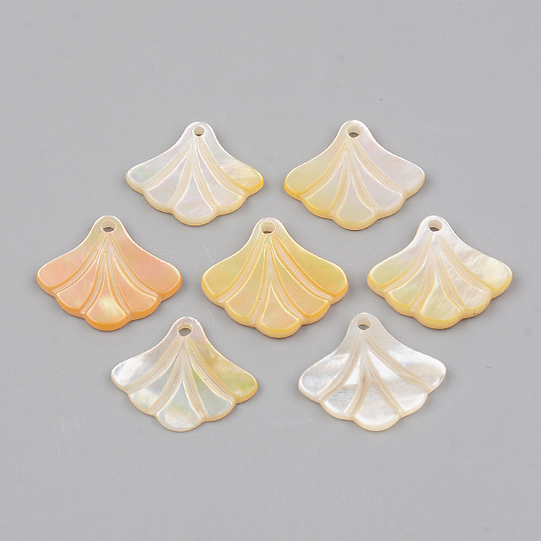 

PandaHall Natural Yellow Shell Pendants, Fan, Light Khaki, 15~17x17~18x1.5~2mm, Hole: 1.6mm Yellow Shell Fan